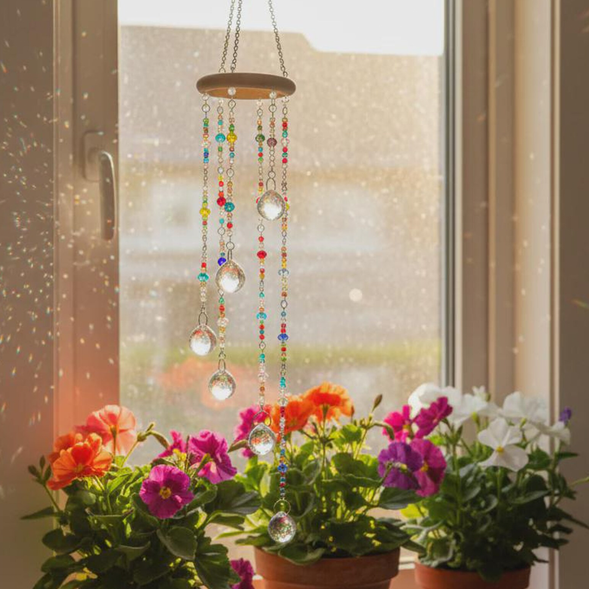 Mobil decorativ cu cristal, creator de curcubee pentru fereastră, stil boho