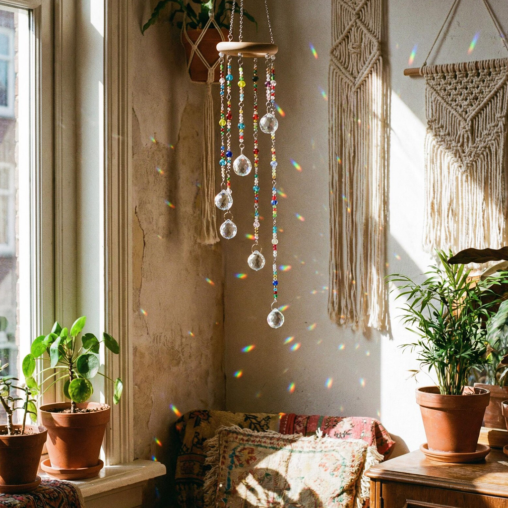 Mobil decorativ cu cristal, creator de curcubee pentru fereastră, stil boho